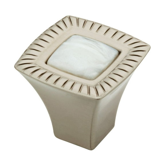 P32518W-MUL 1-1/8"  Satin Nickel with Faux Mother Of Pearl Insert Cabinet Knob