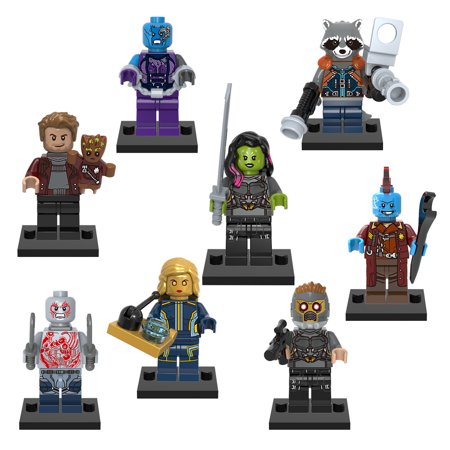 Guardians of the Galaxy Star Hero Minifigures Toy Set: 8 PCS Collectible Anime Wars Hero Mini Figure Building Block Kit, for Improve Hands-on Ability Develop Brain Toy