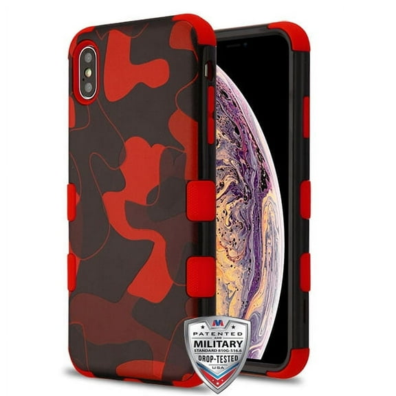 Mybat Natural TUFF Camo Hybrid Case For iPhone XS Max (6.5") - Black/Red