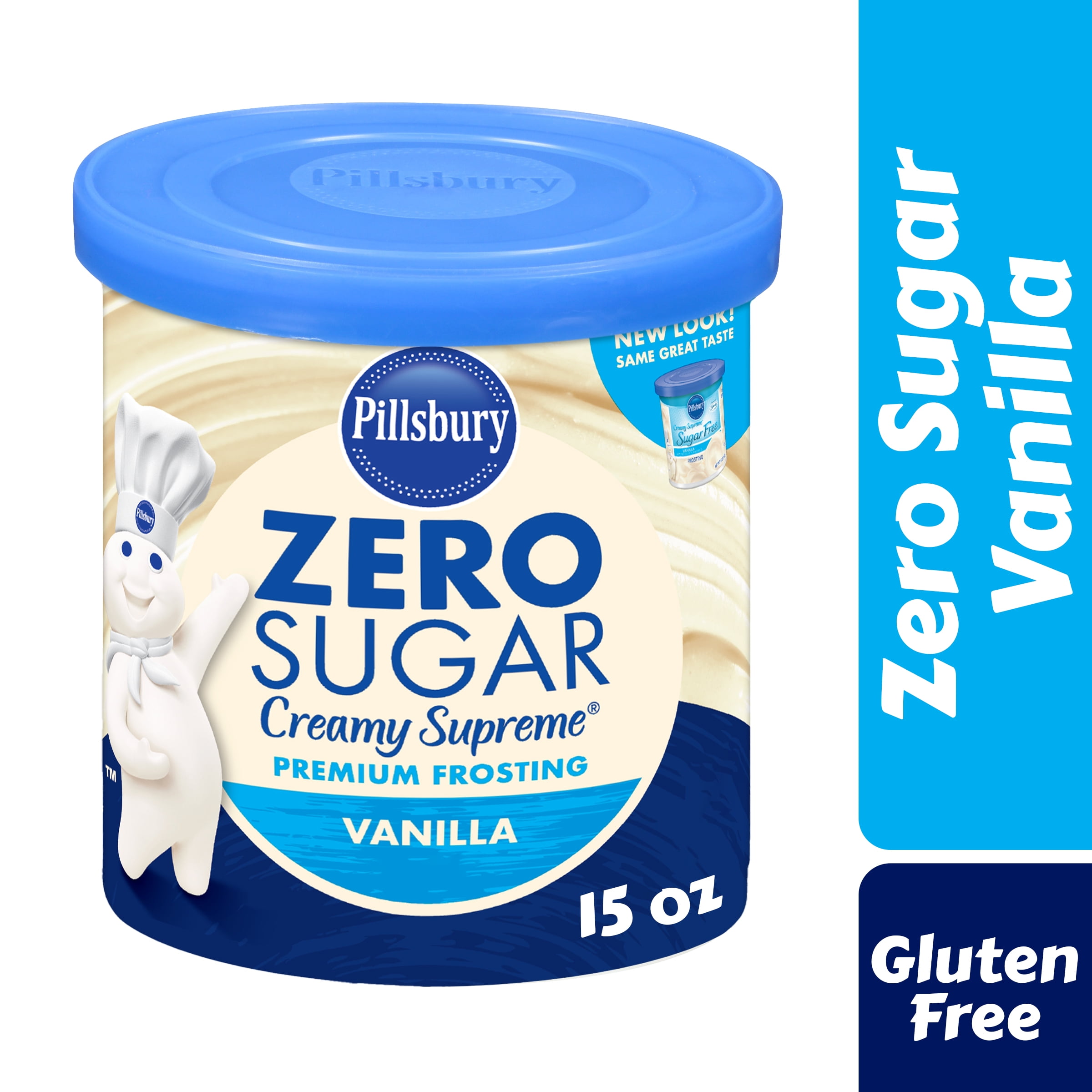 Pillsbury Zero Sugar Creamy Supreme Vanilla Premium Frosting, 15 Oz Tub