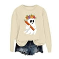 thumbnail image 2 of Funny Halloween Sweatshirts for Women Long Sleeve Crewneck Cute Ghost Skeleton Pumpkin Graphic Sweatshirt Pullover Top, 2 of 5
