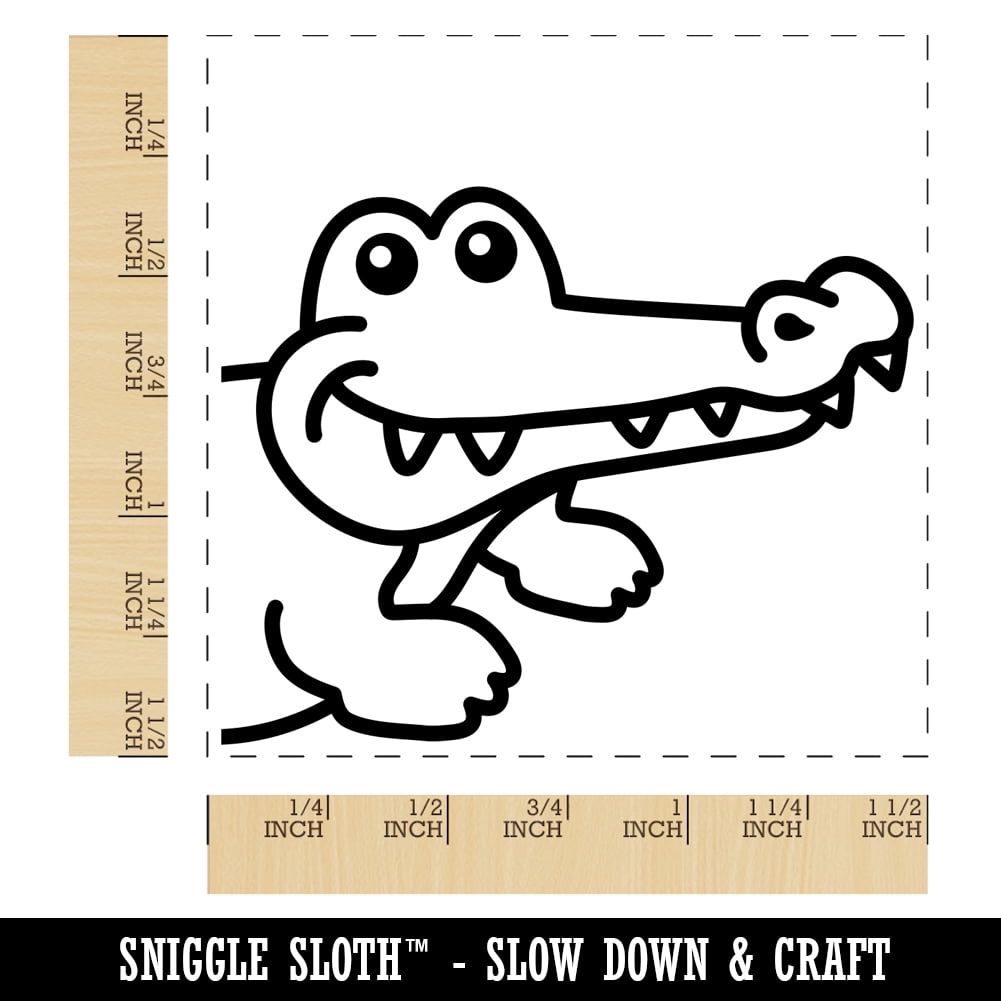 Peeking Alligator Self-Inking Rubber Stamp Ink Stamper - Black Ink - Large 1-1/2 Inch