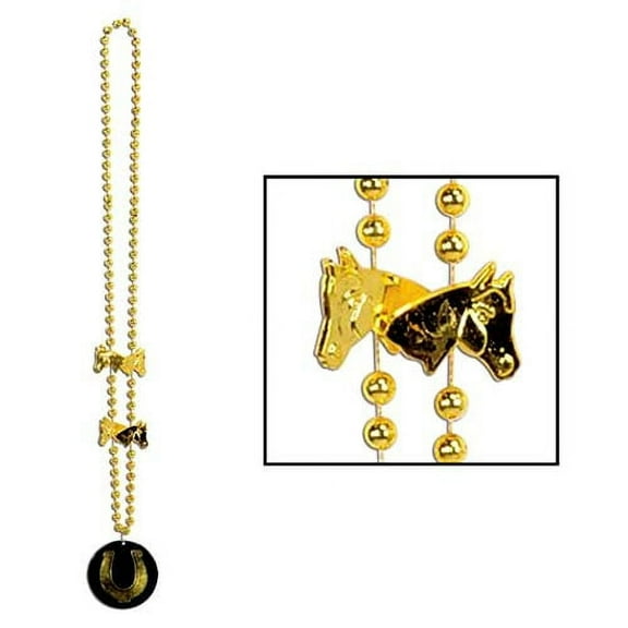 Beistle Beads Necklace With Horseshoe Medallion 36" 57249