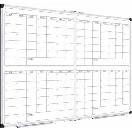 Magnetic Calendar Whiteboard 48x36 inch 4 Month Dry Erase Board Planner with Silver Aluminium Frame Foldable White Board Calendar for Home School Office Organization
