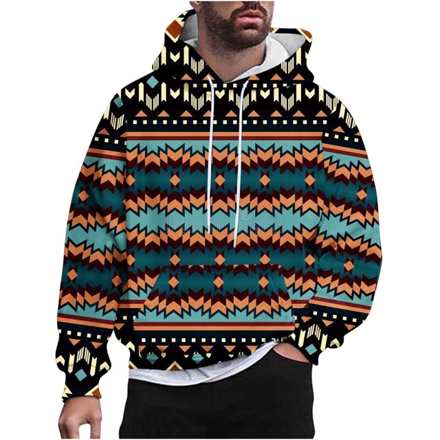 Rbaofujie Chandails à Capuchon pour Garçons Hommes Mode Décontractée Chandails en Molleton à Capuche Col Rond Imprimé Pull Manches Longues Hauts Chandails en Molleton pour Hommes
