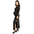 thumbnail image 2 of 24seven Comfort Apparel Long Sleeve Side Slit Fitted Black Maternity Maxi Dress, 2 of 4