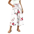thumbnail image 6 of Atogsazn Womens Summer Floral Print Capris Casual Wide Leg Elastic Waist Cropped Pants Drawstring with Pocket Beach White XXL Fashion, 6 of 7