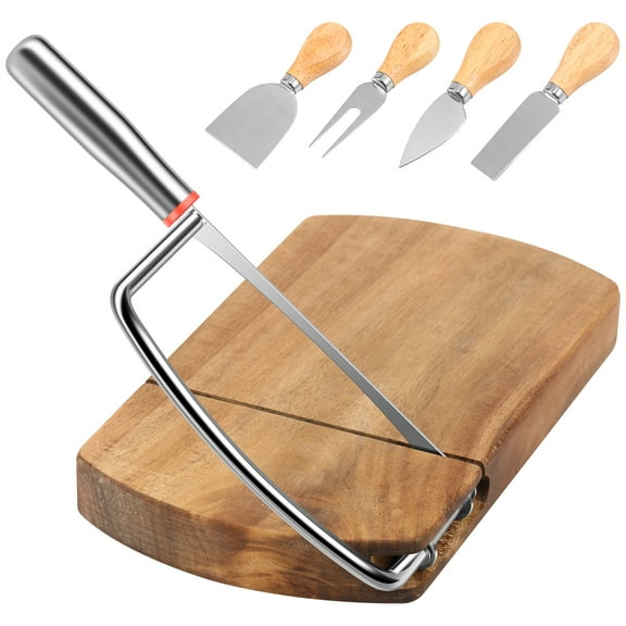 AEVXKHI Cheese Slicer Cutter, Wood Cheese Slicers, Anti Slip Butcher Block Cheese Slicer, Time Saving Block Cheese Slicer for Block Cheese