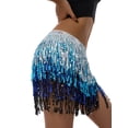 thumbnail image 2 of Women Sexy Belly Skirt, Sequined Fringe Miniskirt with Adjustable Waist Straps, Mini Skirt for Dance Performance, Rave Party, 2 of 5