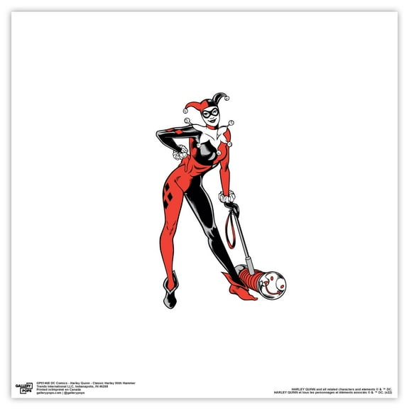 Gallery Pops DC Comics Harley Quinn - Classic Harley With Hammer Wall Art, Unframed Version, 12" x 12"