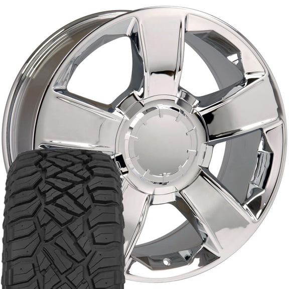 OE Wheels CV79 20 Inch Rims and Tires Fit Tahoe Style 6x139.7 20x8.5 Chrome - Hollander 5651 - TerraMax RT 275/55-20 (Set of 4)