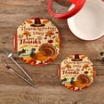 thumbnail image 2 of GZHJMY 2PCS Thanksgiving Autumn Turkey Pumpkin Trivets Pot Holders Set and Placemats Set, Hot Pads, Table Mats for Cooking and Baking, Cotton Braided Hot Pads, 7.09"+9.45", 2 of 7