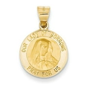 14k Yellow Gold Polished and Satin Our Lady of Sorrows Medal Pendant