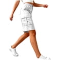 thumbnail image 4 of HBGVBA Women's Casual Shorts,Summer Cargo Shorts,Solid Color Stretch Waist Button Zip Pocket Outdoor Hiking Cargo Knee Length Shorts, 4 of 5