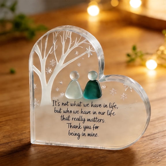 Heart-shaped Sea Glass Friendship Decoration Beach Theme - Meaningful Keepsake Gift for Friends Home Office Shelf Desktop Display Use