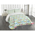 thumbnail image 3 of Ambesonne Cartoon Quilted Bedspread Set 3 Pcs, Checkered Cars with Trees, Queen Size, Multicolor, 3 of 5