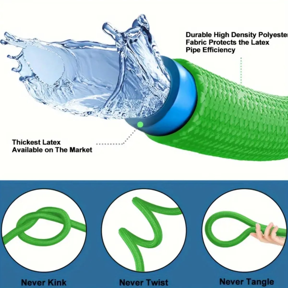 Garden Hose 50ft Kink-Free Expandable Water Hose Upgraded Leakproof Lightweight 50ft Garden Hose for Outdoor