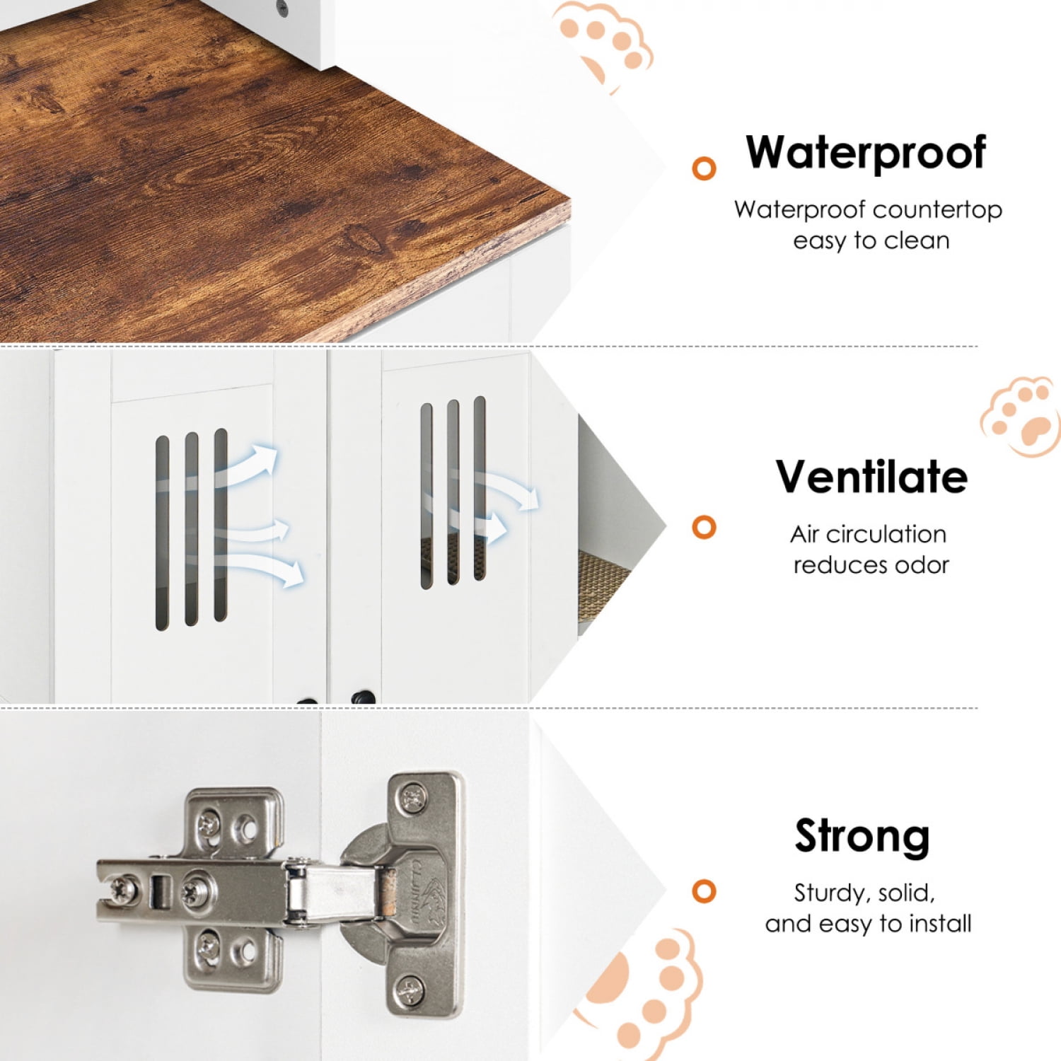 ZHICHUN  Hidden Cat Litter Box Enclosure for 2 Cats Double Litter Cabinet Multi Purpose Cat Furniture as Side Cabinet Bathroom Storage