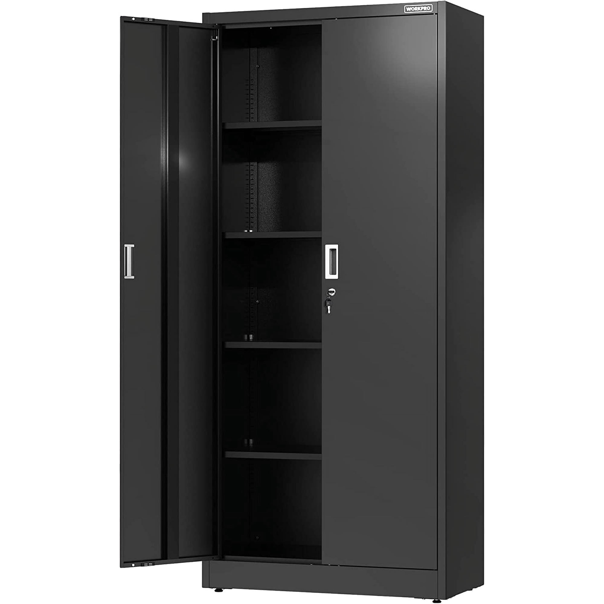 WORKPRO 71"x31.5"x15.75" Metal Garage Storage Cabinet with Locking Doors and 5 Adjustable Shelves, for Tools, Office, Home, Shops, Black