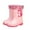 Pink, variant on Kids Dinosaur Print Rain Boots with Plush Lined Waterproof Non-Slip Rubber Shoes for Boys Girls Outdoor Play Home Garden Fun Footwear