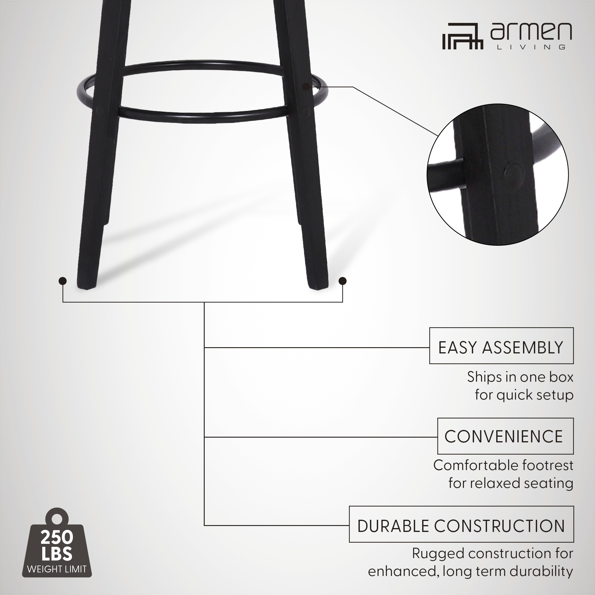 Shelly 30" Bar Height Swivel Gray Faux Leather and Black Wood Bar Stool - Set of 3