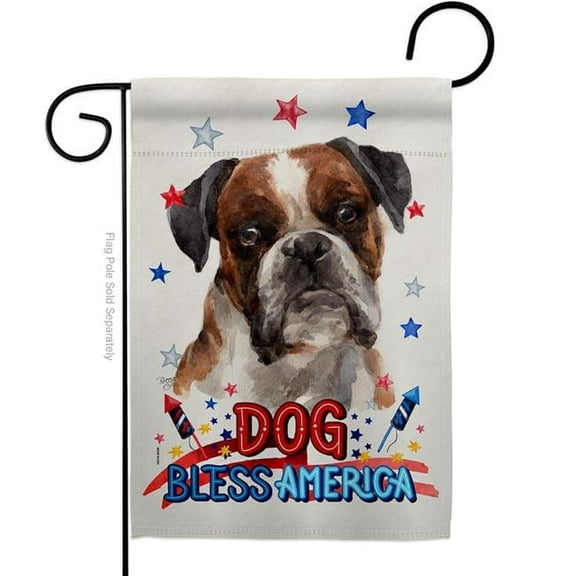 Breeze Decor G120207-BO Patriotic Brindle Boxer Animals Dog 13 x 18.5 in. Double-Sided Decorative Vertical Garden Flags for House Decoration Banner Yard Gift