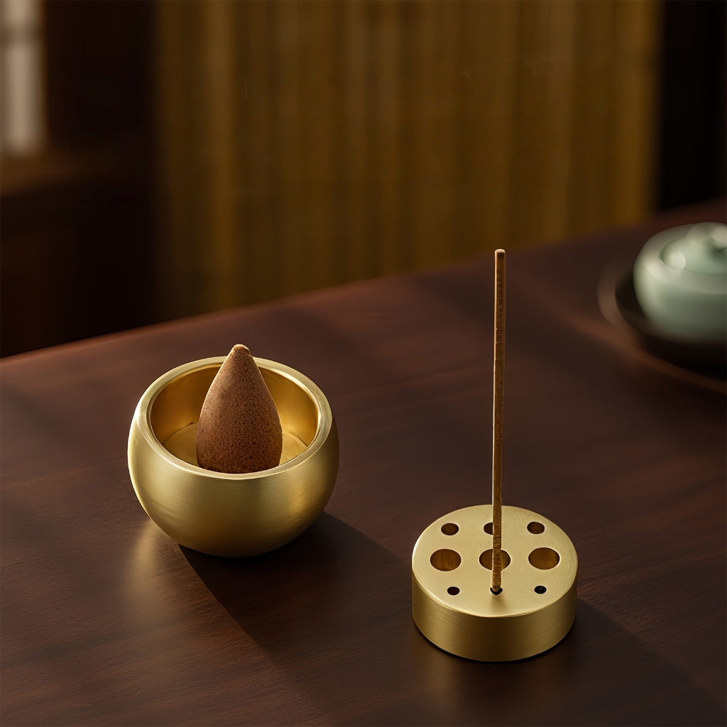 PatungKu Coppers Incenses Holder,Cone Incenses Burners Holder Incenses Stick Holder Ashes Catcher for Outdoor Indoor Metal Censer