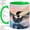 Green, variant on Watercolor Common Loon Coffee Mug, Lake Bird Mug, Morning Coffee Tea Cup for Cabin Office, Sunset Water Splash with Pine Forest, Wilderness Nature Decor Art, Birdwatchers Women Men