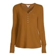 thumbnail image 5 of Time and Tru Women's Cozy Henley T-Shirt with Long Sleeves, 5 of 5