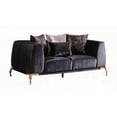 thumbnail image 2 of Shiny Thick Velvet 2PC Living Room Set in Black with Wood Frame, 2 of 11