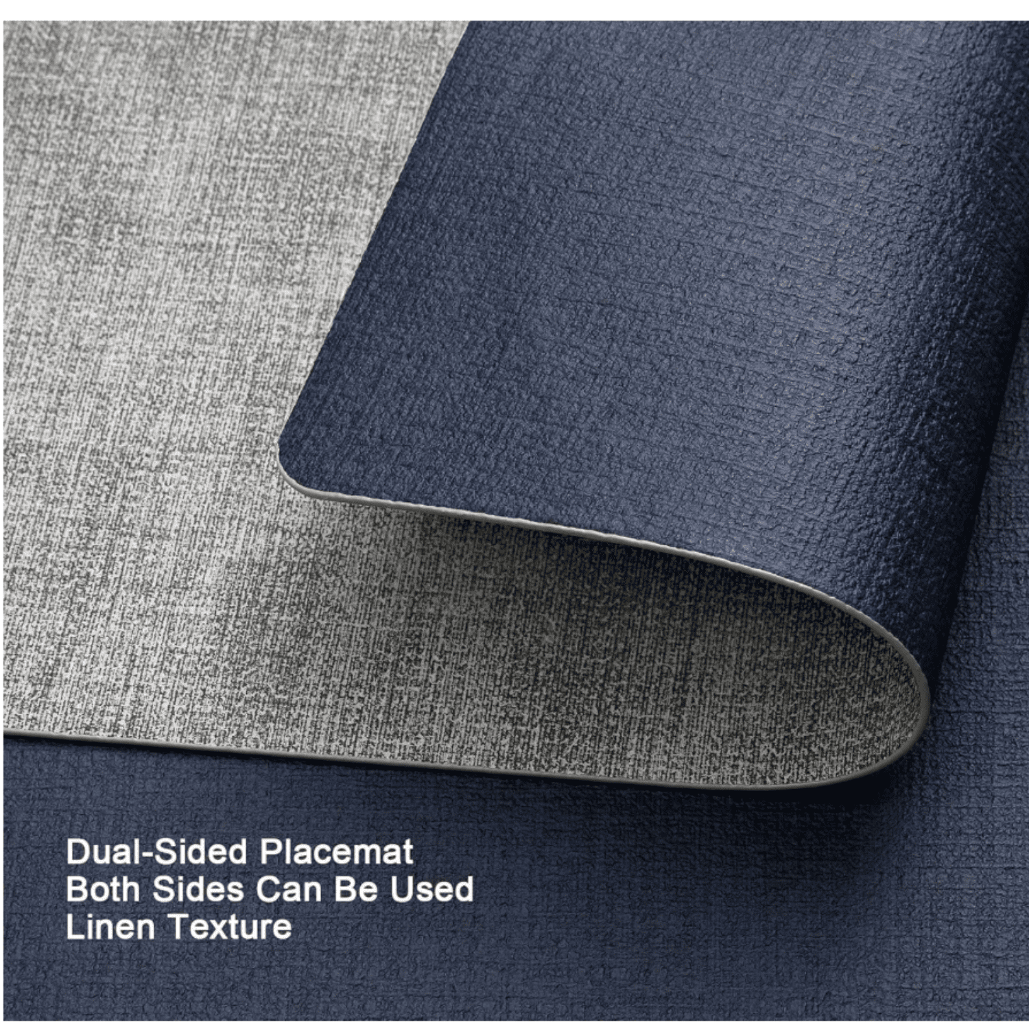 Placemats Dual Sided, Faux Leather Place Mats Set of 6 Indoor Placemats for Dining Table Outdoor Placemats Manteles Individuales Square Non-Slip Washable Table Mats (Gray Blue, Set of 6)