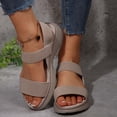 thumbnail image 6 of SZJXBUY Boho Platform Sandals for Women Open Toe Elegant Flat Wedge Sandals Summer Comfortable Elastic Ankle Strap Dressy Shoes Khaki,42, 6 of 9