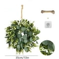 thumbnail image 2 of HAOSHCIS Artificial Eucalyptus Wreath with Flowers Faux Green Leaves Eucalyptus Wreath for Front Door Wall Festival Celebration Fireplace Window Party Decor (A), 2 of 9