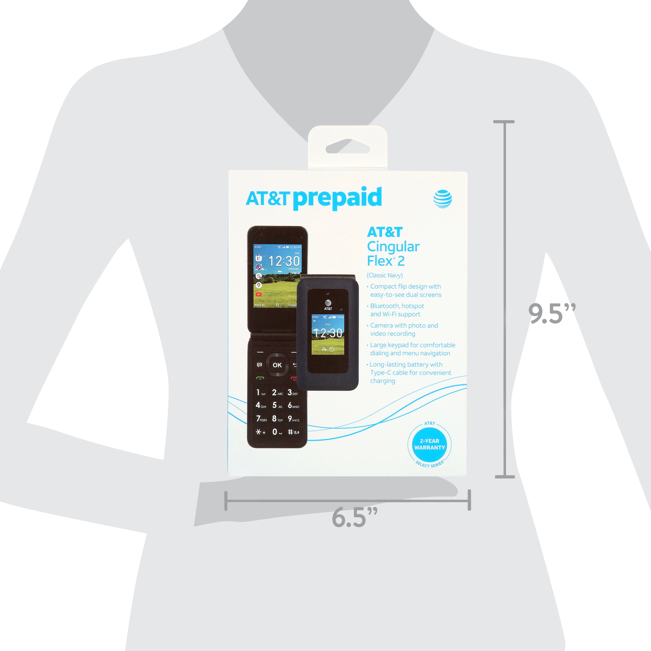AT&T Cingular Flex 2 Flip Cell, 4GB, Classic Navy - Prepaid