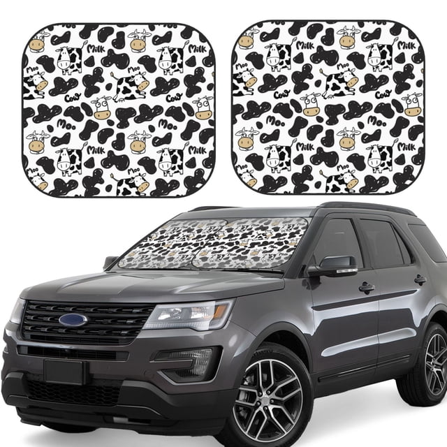 Vsdgher Cow Print Car Windshield Sun Shade, Reflective Sunshade Window Sunshade Sun Visor Protector Fit for Cars,Trucks,SUVs-Medium