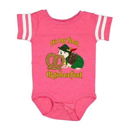 

Inktastic It s My 1st Oktober Fest Cute Hedgehog with Pretzel Boys or Girls Baby Bodysuit