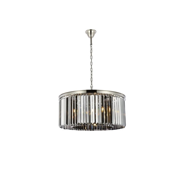 Sydney 8 light Polished nickel Chandelier Silver Shade (Grey) Royal Cut Crystal