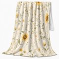thumbnail image 2 of Botanical Sunflower Wildflower Pattern, Cozy Botanical Garden Scene, Warm Flannel Blanket for Sunroom and Reading Nook, Garden Lovers Thanksgiving Gift, Botanical Home Decor, 2 of 9