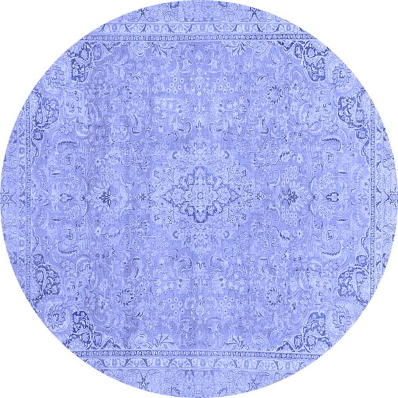 Ahgly Company Indoor Round Abstract Blue Modern Area Rugs, 3' Round