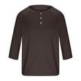 thumbnail image 3 of lmcalzta Mens Shirts 3/4 Sleeve Cotton Stretch Comfy Casual Pullover Button Henley T-Shirts for Workout Athletic, 3 of 5