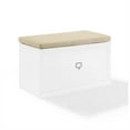 thumbnail image 3 of Bowery Hill Banc d'Entrée Moderne en Bois/lin 20,5 Pouces Blanc/tan, 3 of 13