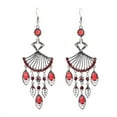 thumbnail image 2 of Eosunjian 1 Pair Dangle Earrings Bohemian Retro Ethnic Style Long Tassel All-match Decoration Faux Crystal Women Hollow Fan-shaped Drop Earrings Jewelry Gift for Dating Red, 2 of 13