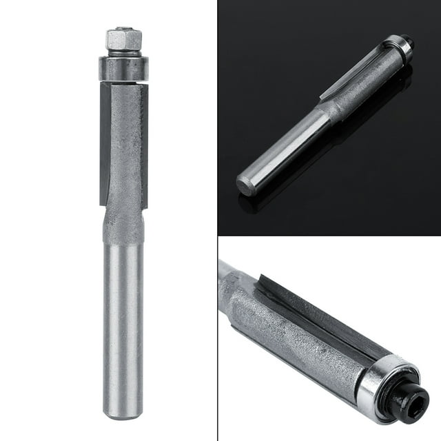 Flutes Bearing Router, Industrial Hardware Tools Double-edged 1/4'' Bearing Flush Trim Bit For Wood For Paneling
