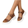 thumbnail image 4 of FNFYFH Flatform Platform Sandals for Women Dressy Cute Open Toe One Band Two Tone Sandals,Adjustable Buckle Sandals, Comfortable Wedding Sandals for Women, 4 of 5