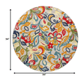 thumbnail image 4 of 8â€™ Round Multicolor Jacobean Floral Indoor Outdoor Area Rug, 4 of 5