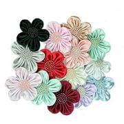 Lily 2.5" Hand Sewn Satin Pearl Beaded Flower Red Blue Green Black Peach Pink