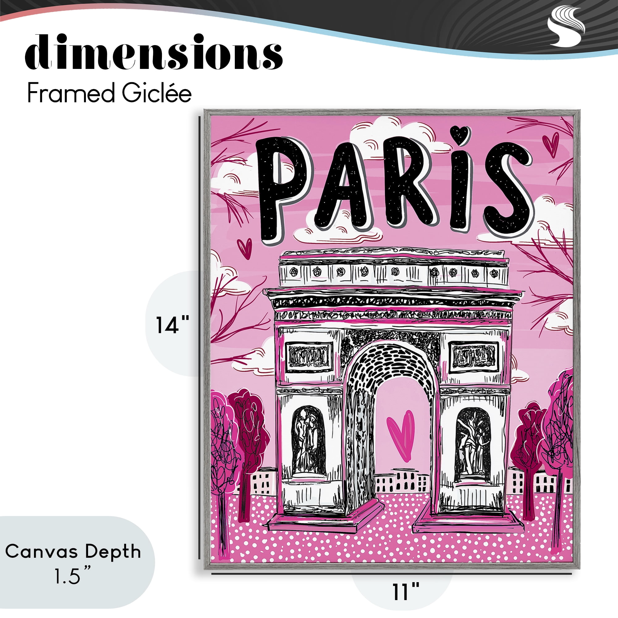 Stupell Industries Romantic Paris Arc de Triomphe Gray Framed Giclee Art, design by Jess Stempel