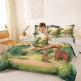 thumbnail image 3 of Feelyou Kawaii Family Dino Twin Bedding Sets for Kids, Sunshine Wildlife Bedding Comforter Set, Green Orange, Grey Reversible, 7-Piece, 3 of 7