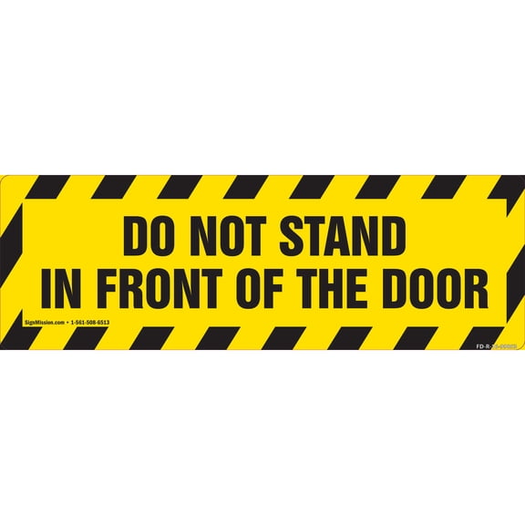 Do Not Stand In Front Of The Door Non-Slip Floor Marker | 12 Pack of 6" X 18" Vinyl Decal | Protect Your Business, Work Place & Customers | Made in The USA