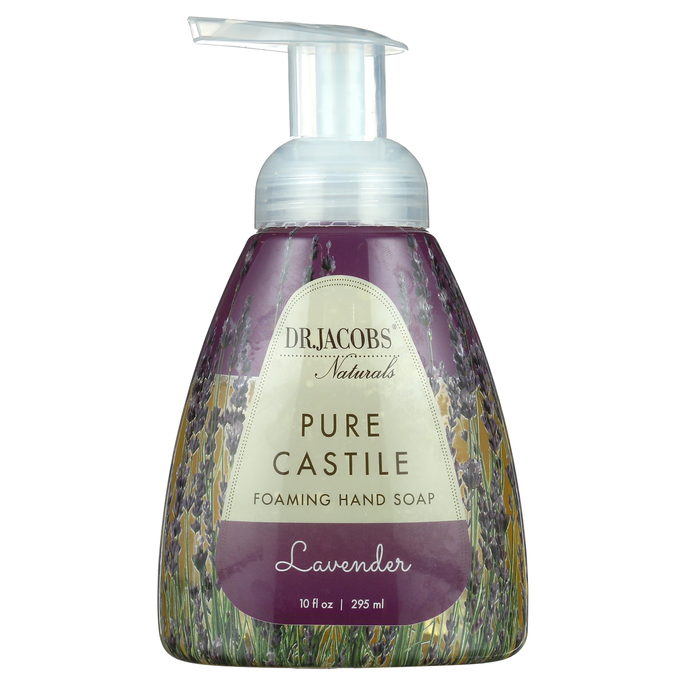 Dr Jacobs Naturals Pure Castile Foaming Hand Soap (Lavender 10 oz.) Face and Hand Wash Pump Bottle.